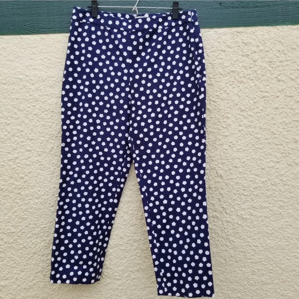 NWT Kate Spade cloud dot jacquard pants navy white